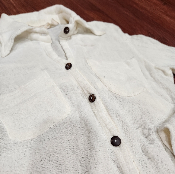 Jen's Pirate Booty White Cotton Button Down Gauze - Picture 3 of 6